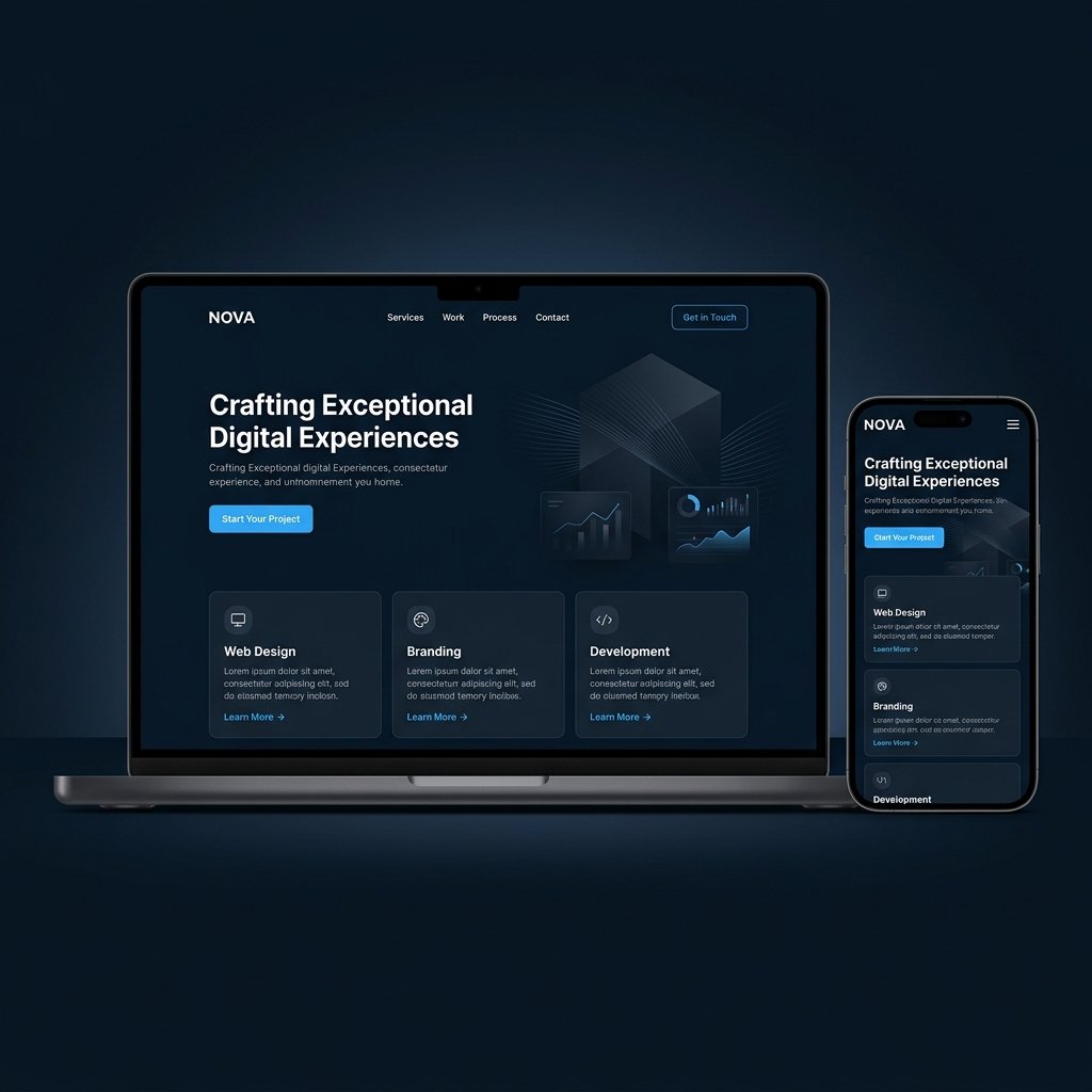 Mockup de landing page en laptop y smartphone